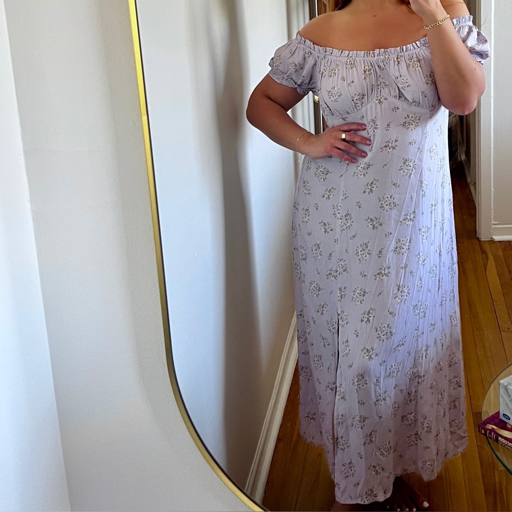 Floral Off-Shoulder Lavender Dress